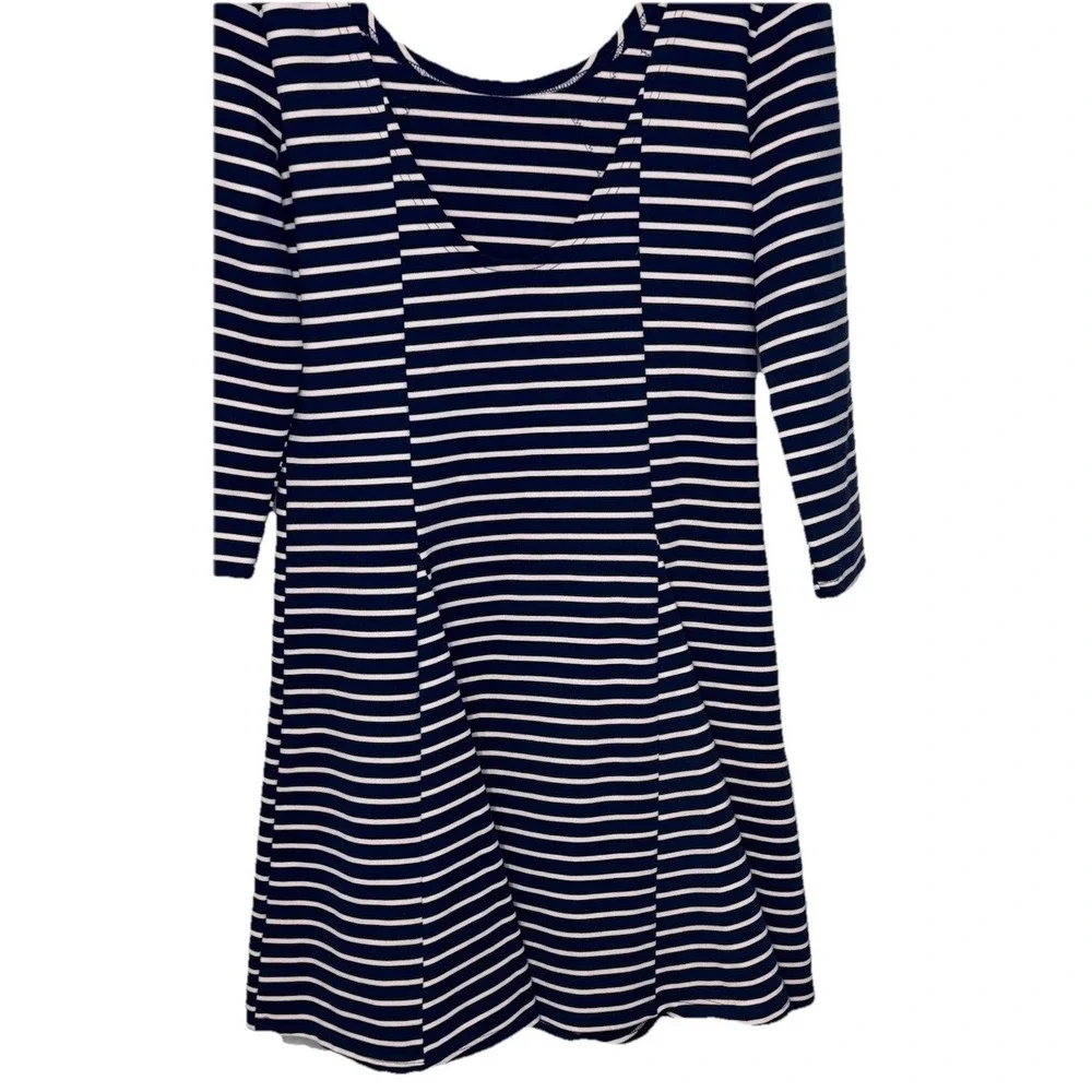 Free People Women's Dress Nautical Knotty Jersey Knit Striped Blue White Large‎